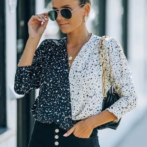 Vici It’s All Black + White Contrast Drape Bodysuit